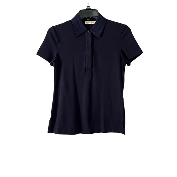 Tory Burch Navy Blue Knit Short Sleeve Polo Shirt Size XS - Picture 1 of 11